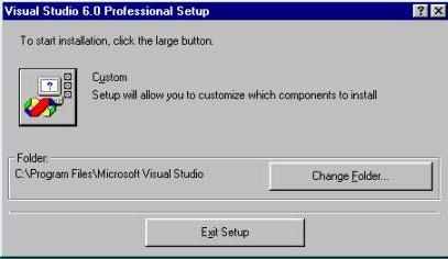 Visual Studio 6.0 Professional Setup default folder Dialog Box